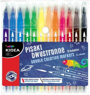 Immagine prodotto di Pennarelli bifacciali 12 colori Kidea
