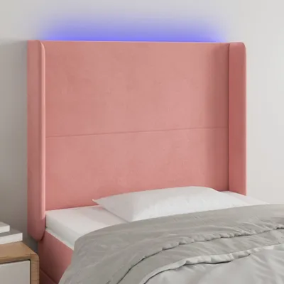 Produktbild von vidaXL LED Kopfteil Rosa 103x16x118/128 cm Samt - LED Kopfteil - LED Kopfteile - Kopfteil - Bett-Kopfteil