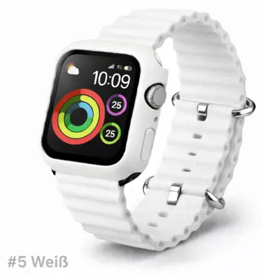 Produktbild von Apple Watch Silikon Ocean Sport Armband + Case Hülle Serie 1-9 - 5# Weiß, Apple Watch 40mm
