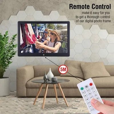 Obrázek produktu pro Digitální fotorám 15,4 palců, LED displej 1280x800 HD, hodiny a kalendář, přehrávání fotografií a videí, podpora USB a SD karty