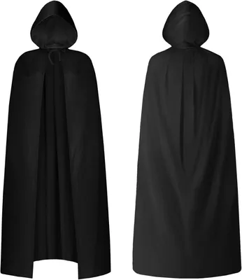 Obrázok produktu pre Kostým upíra s plášťom, dlhý čierny plášť, kapucňa, na Halloween