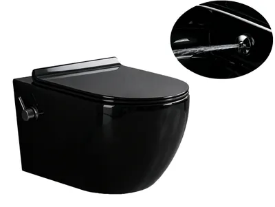 Produktbild von spülrandloses TAHARET-SCHWARZ Dusch WC inkl. Armatur und Soft-Close Sitz
