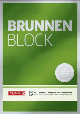 Produktbild von BRUNNEN Briefblock A5, 90 g/m², 50 Blatt, unliniert, tintenfest, hochweiß