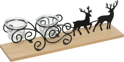 Image de Bougeoir en métal pour bougies chauffe-plat, rennes, 45 cm