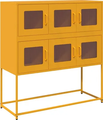 Zdjęcie produktu dla Szafka, musztardowa, 100,5x39x107 cm, stal walcowana na zimno