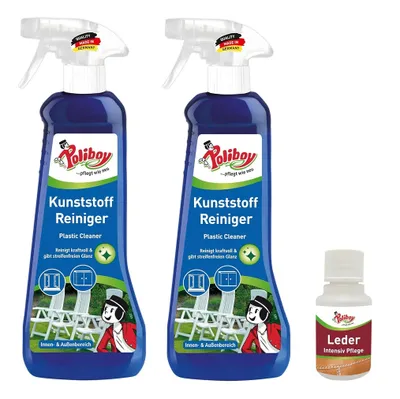 Produktbild von Poliboy 2er Kunststoff Reiniger - Inklusive Leder Probe - Böden - Oberflächen - Orangengeruch - 2x500ml - 2850001