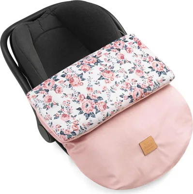 Produktbild von Roses & Smokey Pink Soft Velvet Fußsack für Autositz und Kinderwagen
