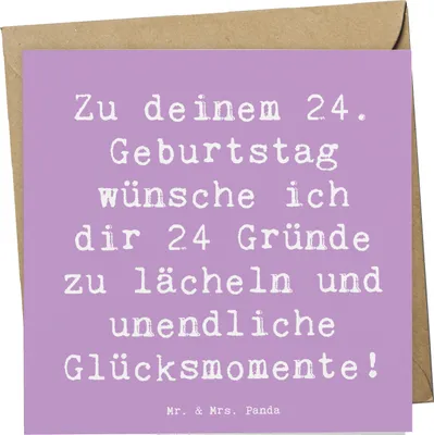 Produktbild von Mr. & Mrs. Panda Deluxe Karte Spruch 24. Geburtstag Glück - Lavendeltraum - Geschenk, Geburtstagsgeschenk, feiern, liebevolle Grüße, liebevoll gestaltet, 24 Jahre