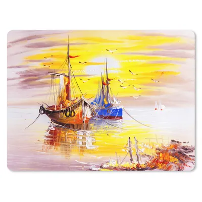 Produktbild von MuchoWow® Mauspad Mousepad Malerei - Boot - Wasser - Ölfarbe 23x19 cm - Mousepads - Maus Mat - Pad - Mausunterlage - Schreibtischunterlage - Mauspad