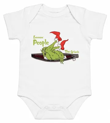 Zdjęcie produktu dla Body dla dziecka, biały, z napisem "Grinch Ewwww People Weihnachten Lustig Geschenk Weihnachtsmuffel", rozmiar 6/12 miesięcy