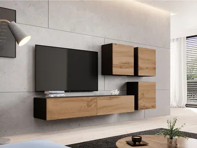 Immagine prodotto di Parete attrezzata per soggiorno ASHTON 23 - nero / rovere wotan