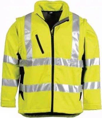 Produktbild von Softshell Warnschutzjacke nach EN 471 Neongelb Marine Größe M