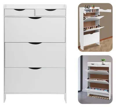 Obrázek produktu pro Skříňka na boty - Botník - Úložný prostor na boty - Úložná skříň - Nábytek na boty - Moderní, bílá barva - Materiál: MDF