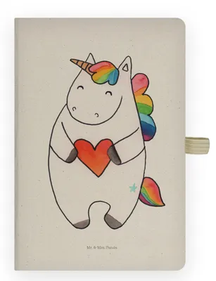 Produktbild von Mr. & Mrs. Panda Journal Einhorn Herz - Transparent - Geschenk, Kladde, Skizzenbuch, Einhörner, Bunt, Tagebuch, Unicorn, Freundin, notizbuch a4, Witzig