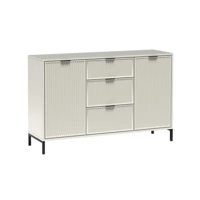 Produktbild von Kommode LINNA LS-2 - mit Geriffelter Front, 2 Türen und 3 Schubladen, Farbe: Kaschmir