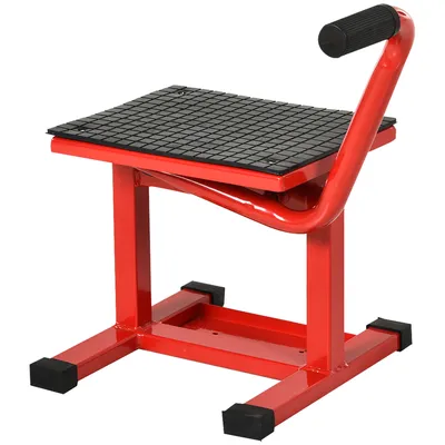 Image de HOMCOM Support universel de moto réglable cric hydraulique lève moto béquille d'atelier stand moto tout-terrain moto cross supermotard rouge