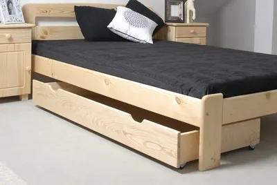 Produktbild von Steiner Shopping Bett Schublade, Kiefer massiv, natur, 17x150x57 cm, mit Rollen und Griffmulde