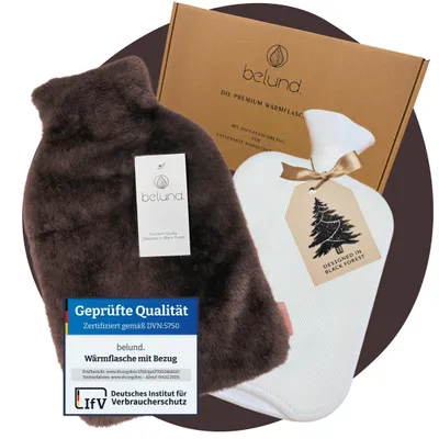 Produktbild von Wärmflasche mit flauschigem Bezug 1,8 L – Auslaufsicher & BPA-frei – Weiche Bettflasche mit Geschenkverpackung, lange warm, mit waschbarem Kuschelbezu