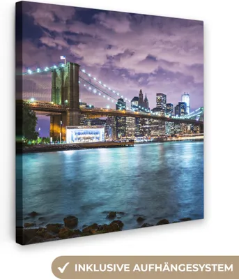 Produktbild von MuchoWow® - Leinwandbilder - New York - Skyline - Stadt - Farben, Wandbild, Wanddeko Bilder Wohnzimmer, 90x90 cm