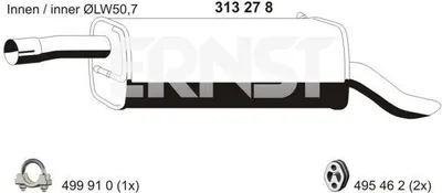 Produktbild von ERNST 313278 Endschalldämpfer für FORD FUSION (JU) Auspuff