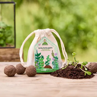 Zdjęcie produktu dla Ekologiczne kulki ziolowe - kulki nasienne w bawelnianych woreczkach - bomby