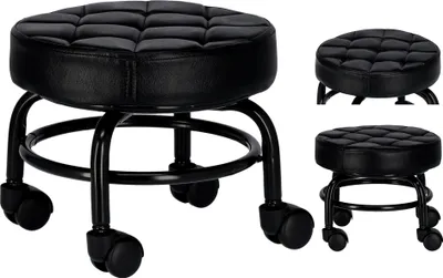 Produktbild von Kosmetischer Friseurhocker für Pediküre runder Salonhocker schwarz