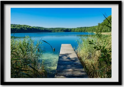 Produktbild von Bild - Bilderrahmen - 100 cm x 70 cm - MDF - Rahmen - Foto - Wandkunst Pier auf dem See
