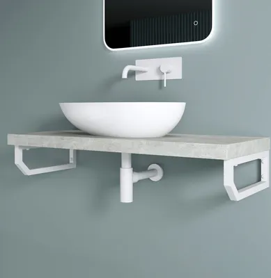 Image de doporro 2 Pièces Équerre de Fixation Blanc Plan de Toilette Étagère Tablette Murale Porte-Serviette en Acier Inoxydable 40x2,5x15cm WH03