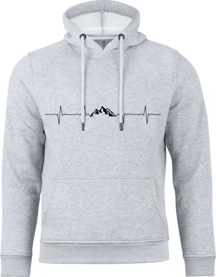 Produktbild von Cotton Prime® Kapuzensweatshirt Pulsschlag Berge S grau