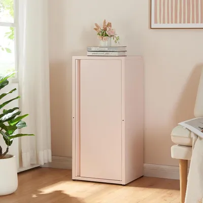 Productafbeelding van Metalen opbergkast met deur en 2 verstelbare legplanken - Roze 88x40x35 cm