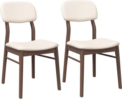 Image de vidaXL Chaises de salle à manger avec coussins 2 pcs. Marron Bois massif Hévéa