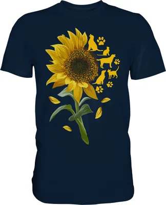 Produktbild von Katzen Hunde Sonnenblumen Shirt Gärtner Tiere Garten Motiv – Navy / 5XL