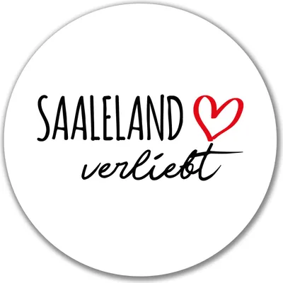Produktbild von Huuraa Aufkleber Saaleland verliebt 10cm rund Sticker Geschenkidee