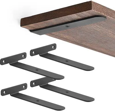 Produktbild von Unyqoos® Unsichtbare L-förmige Wandhalterungen aus Eisen – für minimalistische & industrielle Regale, Holzbretter bis 15,2 cm