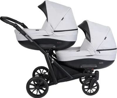 Produktbild von Kinderwagen BOOSTER 2 in 1 Komplettset Zwillingskinderwagen Geschwisterwagen Zwillingsbuggy Doppelkinderwagen (Grau)
