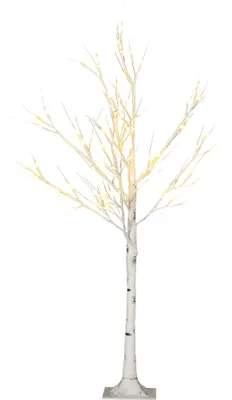 Zdjęcie produktu dla Sztuczna choinka HOMCOM 120 cm, brzoza z oświetleniem LED, lampki choinkowe brzoza, dekoracja świąteczna sztuczna brzoza z ciepłymi białymi światłami na imprezę, urodziny, wesele