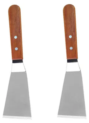 Immagine prodotto di INF Spatola Teppanyaki 901 con Manico in Legno Piccolo Giratore (Confezione da 2) - Spatola in Acciaio Inossidabile per Griglia, BBQ e Bistecca