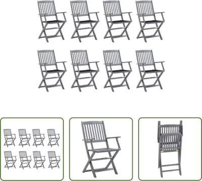 Produktbild von The Living Store Klappbare Gartenstühle 8 Stk. mit Kissen Massivholz Akazie
