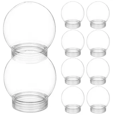 Obrázok produktu pre 10 kusov prázdnych snehových gúľ na plnenie, objem 150 ml, plastové gule s viečkom, rozmer 7,3 x 6,7 x 6,7 cm