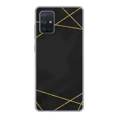 Produktbild von MuchoWow® Handyhülle Schutzhülle Hülle für Samsung Galaxy A51 5G Geometrisches Muster aus goldenen Linien auf schwarzem Hintergrund Silikon Softcase Handy Hülle - Abbildung