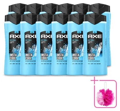 Productafbeelding van 12 x Axe Ice Chill 3-in-1 Douchegel - Munt en citroen - 400 ml - Voordeelverpakking - 12 stuks