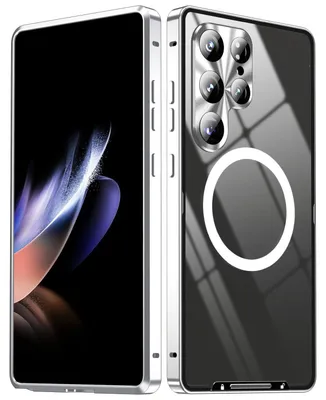 Image de Coque de téléphone portable Magsafe en métal pour Samsung Galaxy S25 Ultra 5G, argent magnétique