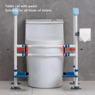 Immagine prodotto di Corrimano di sicurezza per WC con pedale, robusto telaio regolabile in altezza per donne anziane o in gravidanza