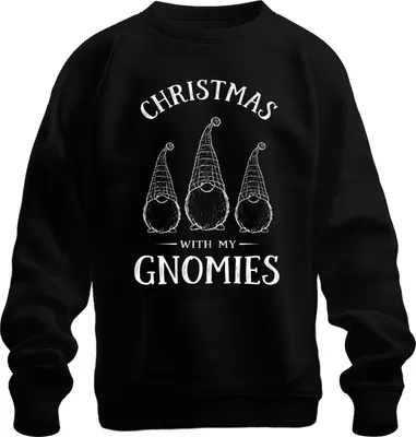 Produktbild von Christmas with my Gnomies Weihnachten Weihnachtswichtel Gnome Uni Sweatshirt Pullover, Schwarz, M