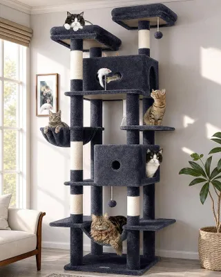 Imagen del producto de Árbol para gatos Kratzbaum XXL, de 204 cm de altura, ideal para 3-5 gatos grandes. Árbol para gatos estable