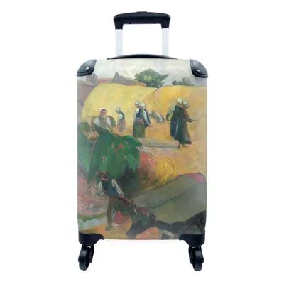 Produktbild von MuchoWow® Koffer Handgepäck Trolley Rollkoffer Kleine Reisekoffer mit 4 Rollen - Ernte in der Bretagne - Gemälde von Paul Gauguin - Cabin Size < 55x40x23 cm & 55x40x20 cm - Fotokoffer - Kabinenkoffer - Boardgepäck - Reise-Box - Reisekoffer - Reisegepäck - Koffer mit Bild - Trolley für Kinder