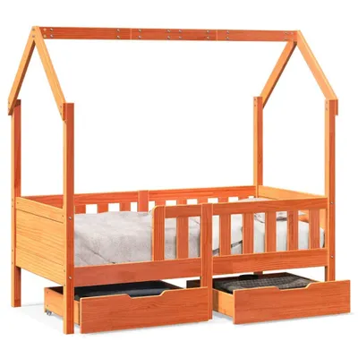 Obrázek produktu pro Dětská postel se zásuvkami 70 x 140 cm masivní borové dřevo