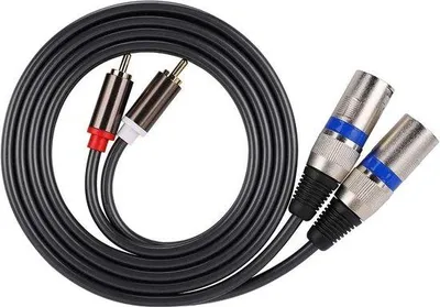 Obrázek produktu pro 15metrový zvukový propojovací kabel RCA–XLR (samice) s dvojitým PVC pláštěm.