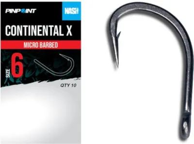 Produktbild von Nash Continental X Karpfenhaken mit Widerhaken r. 6