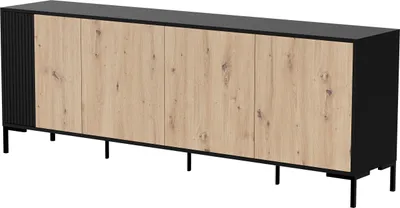 Produktbild von Furniture24 Sideboard Merci 200 Kommode 200 X 74 X 40 Cm 4 Türiger Artisan Eiche/Schwarz
